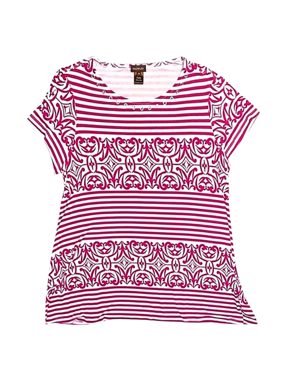 MULTIPLES Women's Striped Short Sleeve Tunic